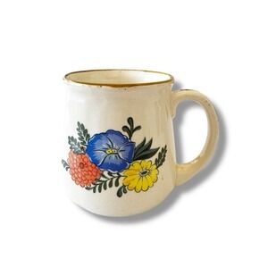 Vintage M Kamenstein 1982 Floral Flowers Coffee Tea Cup Mug Ceramic Taiwan 80s